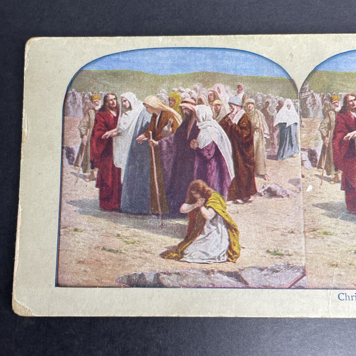 Antique 1902 Mary Mother Of Jesus At The Cross Stereoview Photo Card P1065