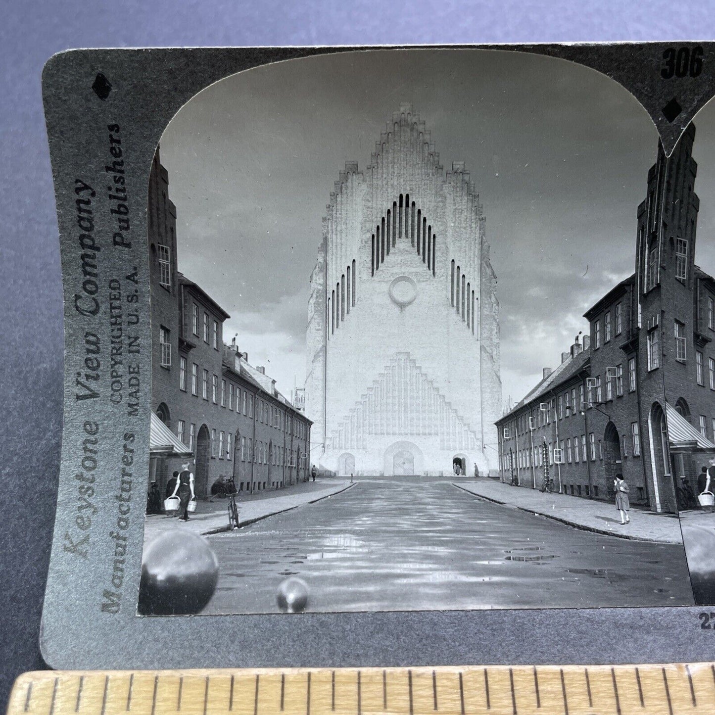 Antique 1920s Grundtvigs Art-Deco Church Denmark Stereoview Photo Card V2913