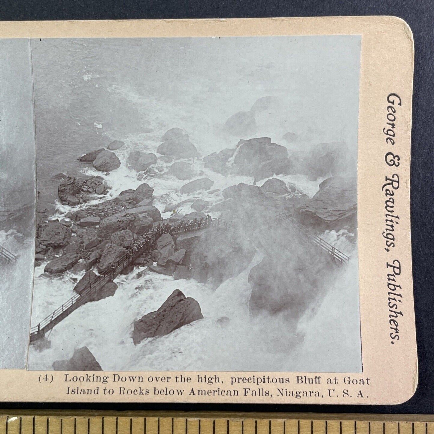 Niagara Falls Lower Rocks Bridge Stereoview George and Rawlings c1901 Y1454