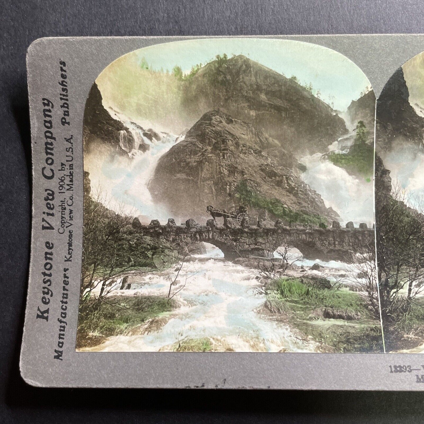 Antique 1906 Latefossen Skare Norway Stereoview Photo Card P1713