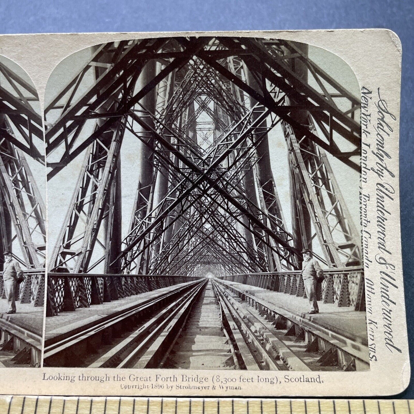 Antique 1896 Forth Train Rail Bridge Scotland Stereoview Photo Card P2413