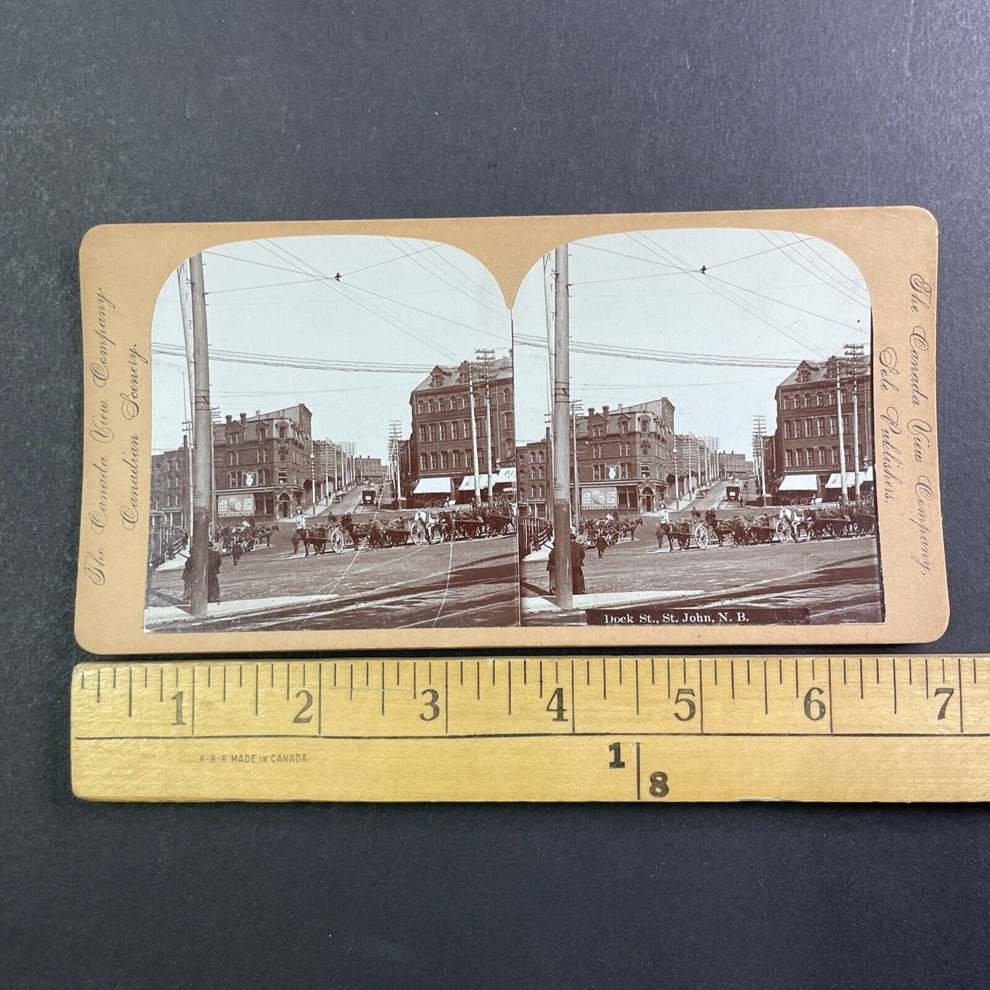 Dock Street Saint John New Brunswick Stereoview Canada Antique c1890s Y449