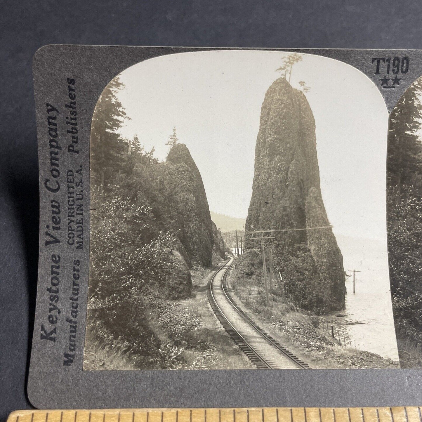 Antique 1910s Railroad Along Columbia River Oregon Stereoview Photo Card P4833