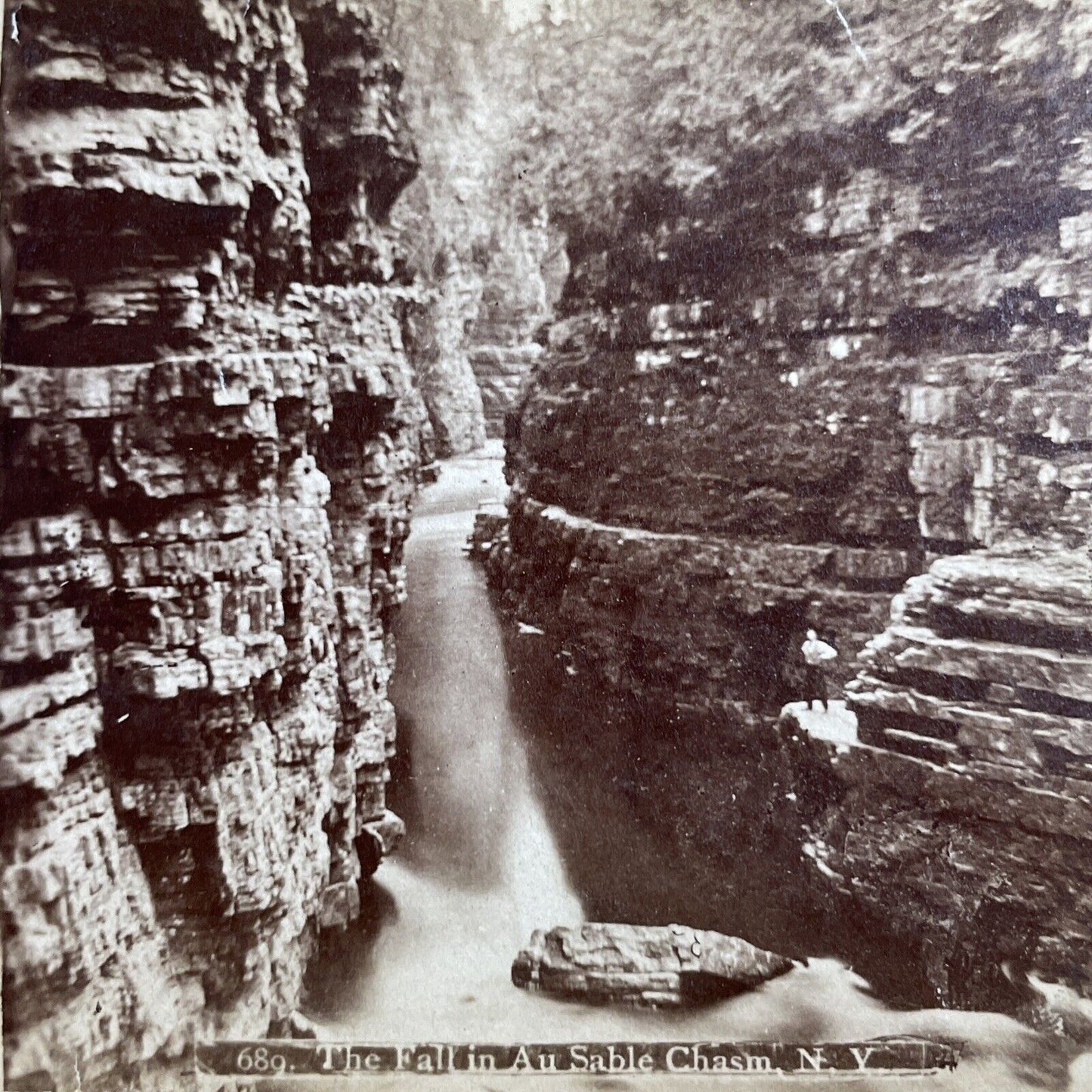 Antique 1870s Ausable Chasm Keeseville New York Stereoview Photo Card P4779