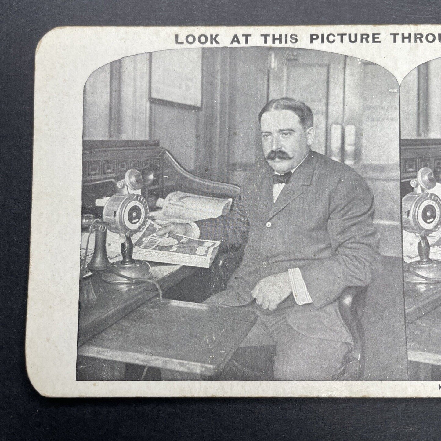 Antique 1905 Richard Warren RW Sears At His Desk Stereoview Photo Card P1144