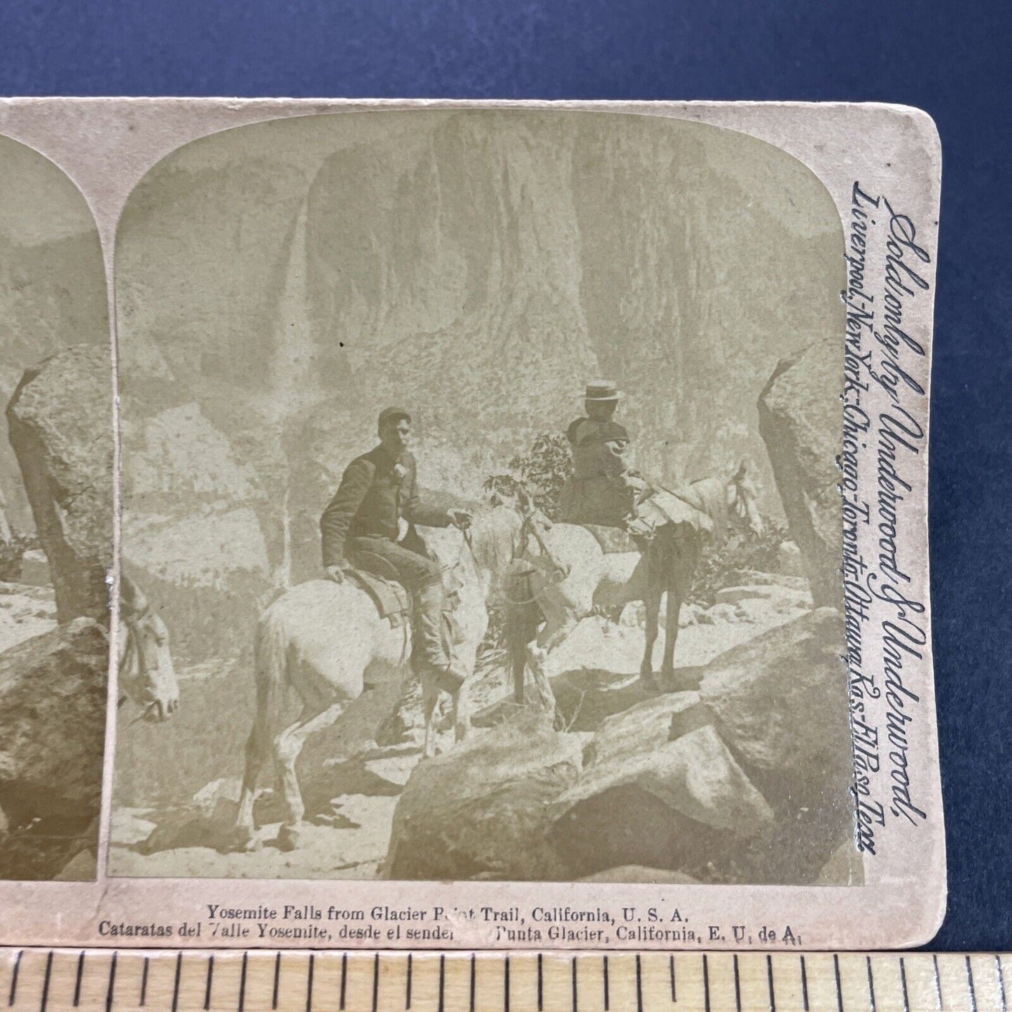 Antique 1894 Yosemite Falls On Horseback California Stereoview Photo Card P3589