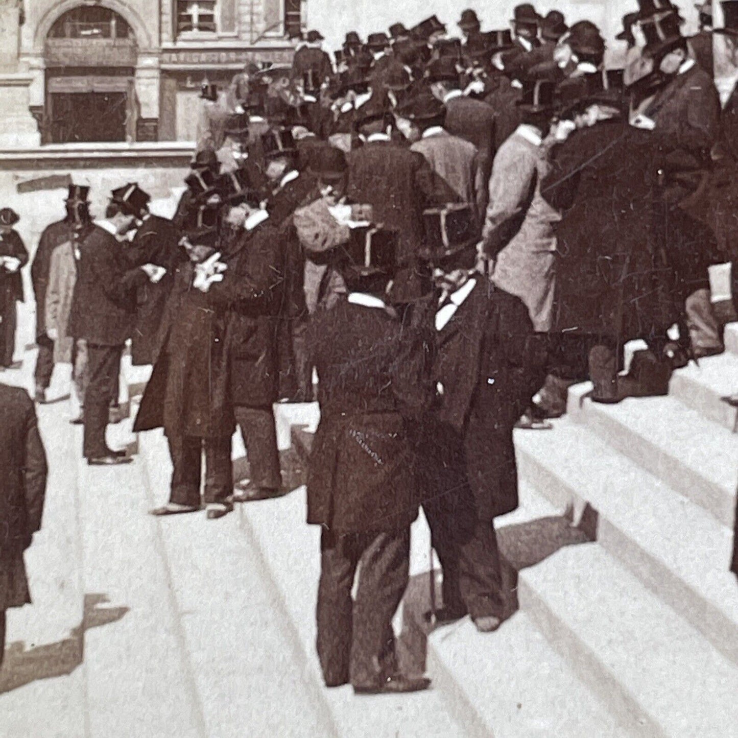 Antique 1900 The Paris Stock Exchange Stock Traders Stereoview Photo Card PC815