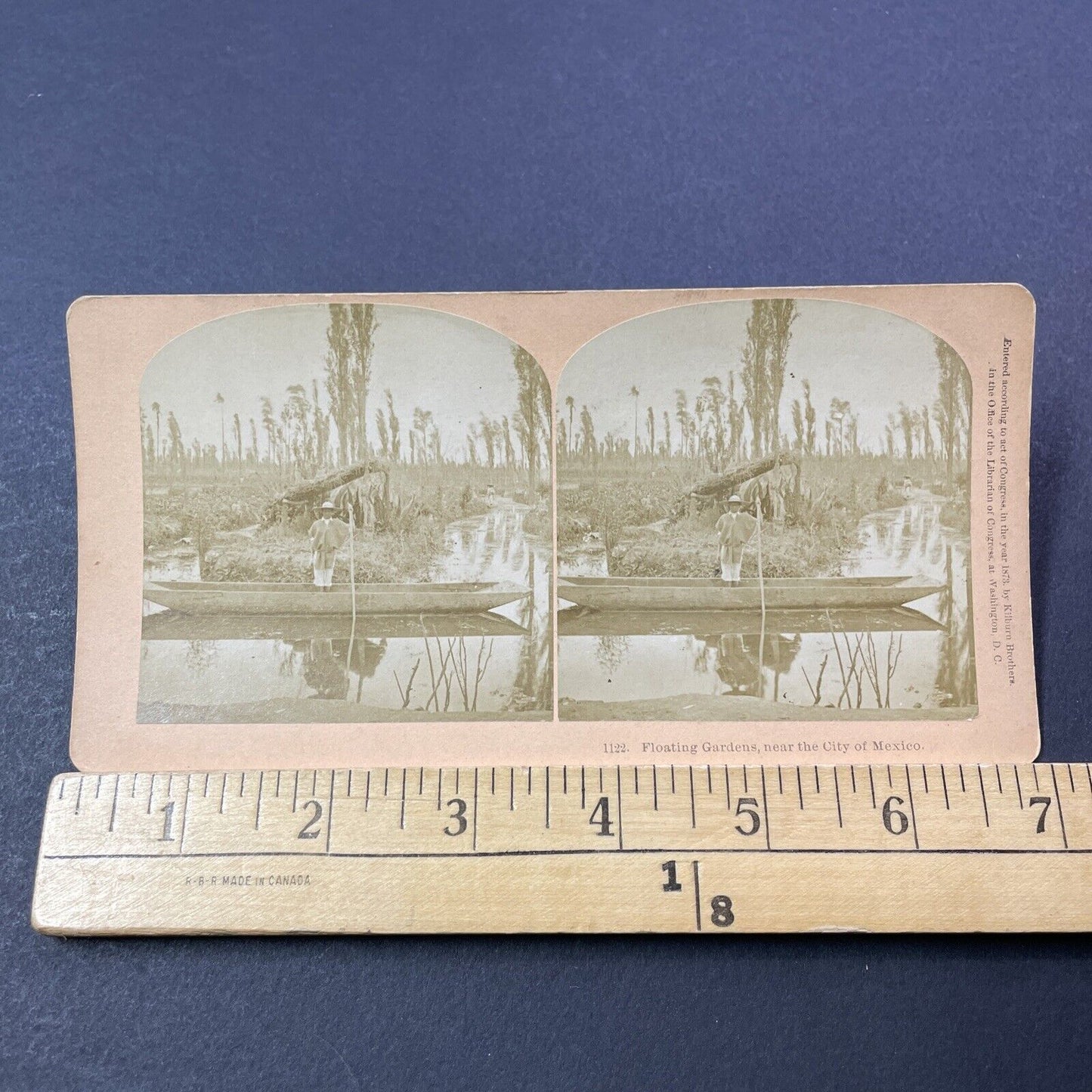 Antique 1873 Gondola Boat In Mexico City Stereoview Photo Card V3332