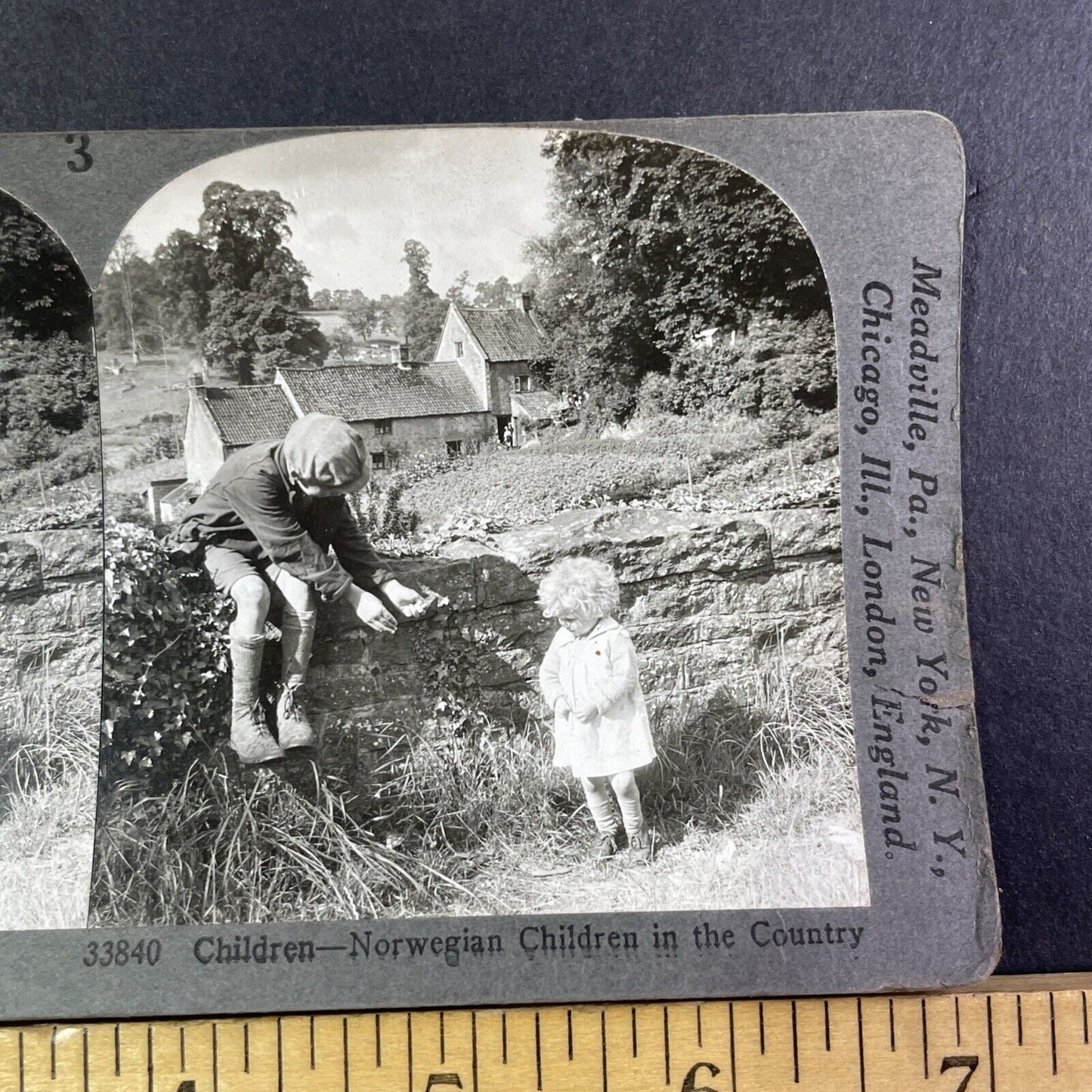 Norwegian Children in the Countryside Norway Stereoview Antique c1910s Y1366