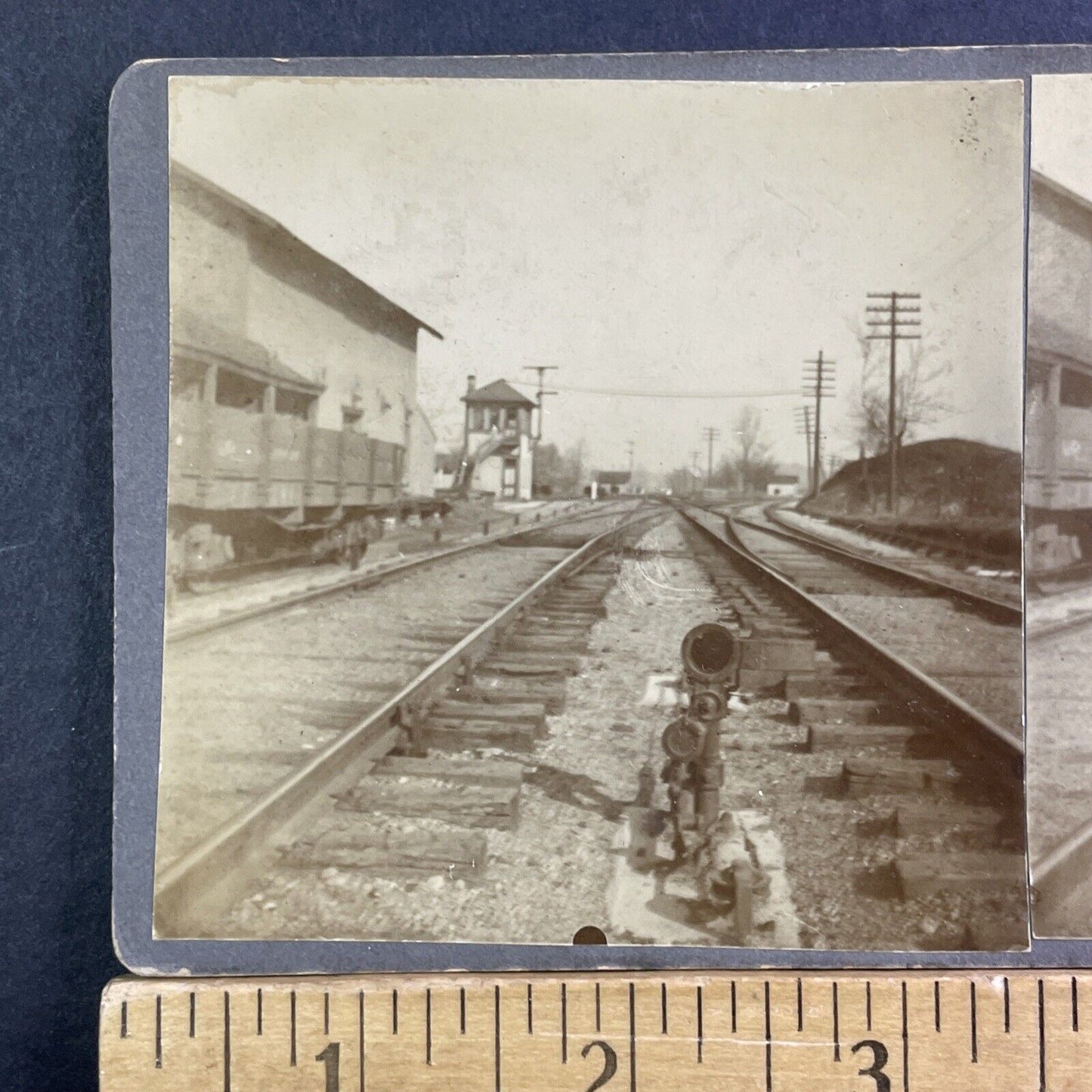 Brush Lake Ohio Depot Stereoview Pennsylvania Railroad Antique c1908 X1501