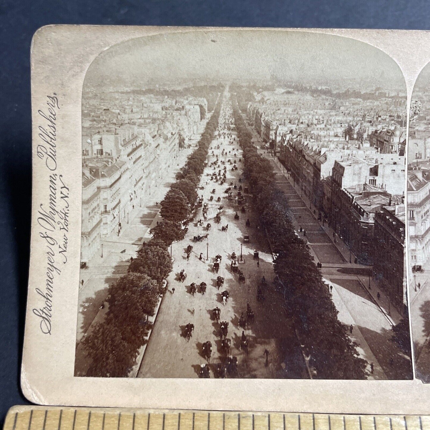 Antique 1894 The Main City Street In Paris France Stereoview Photo Card P5151