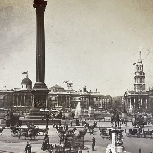 Antique 1901 Trafalgar Square London England Stereoview Photo Card P4586