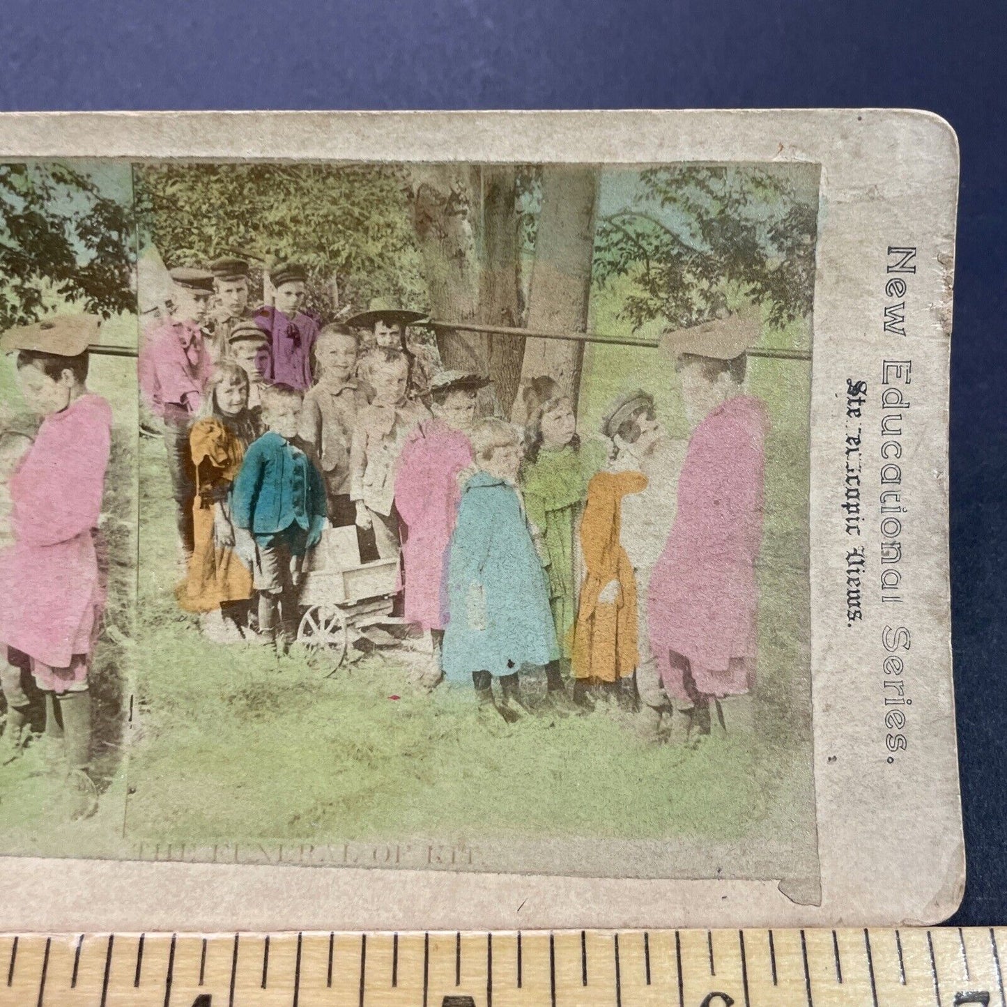 Antique 1870s Children Line Up For A Funeral Stereoview Photo Card P3486