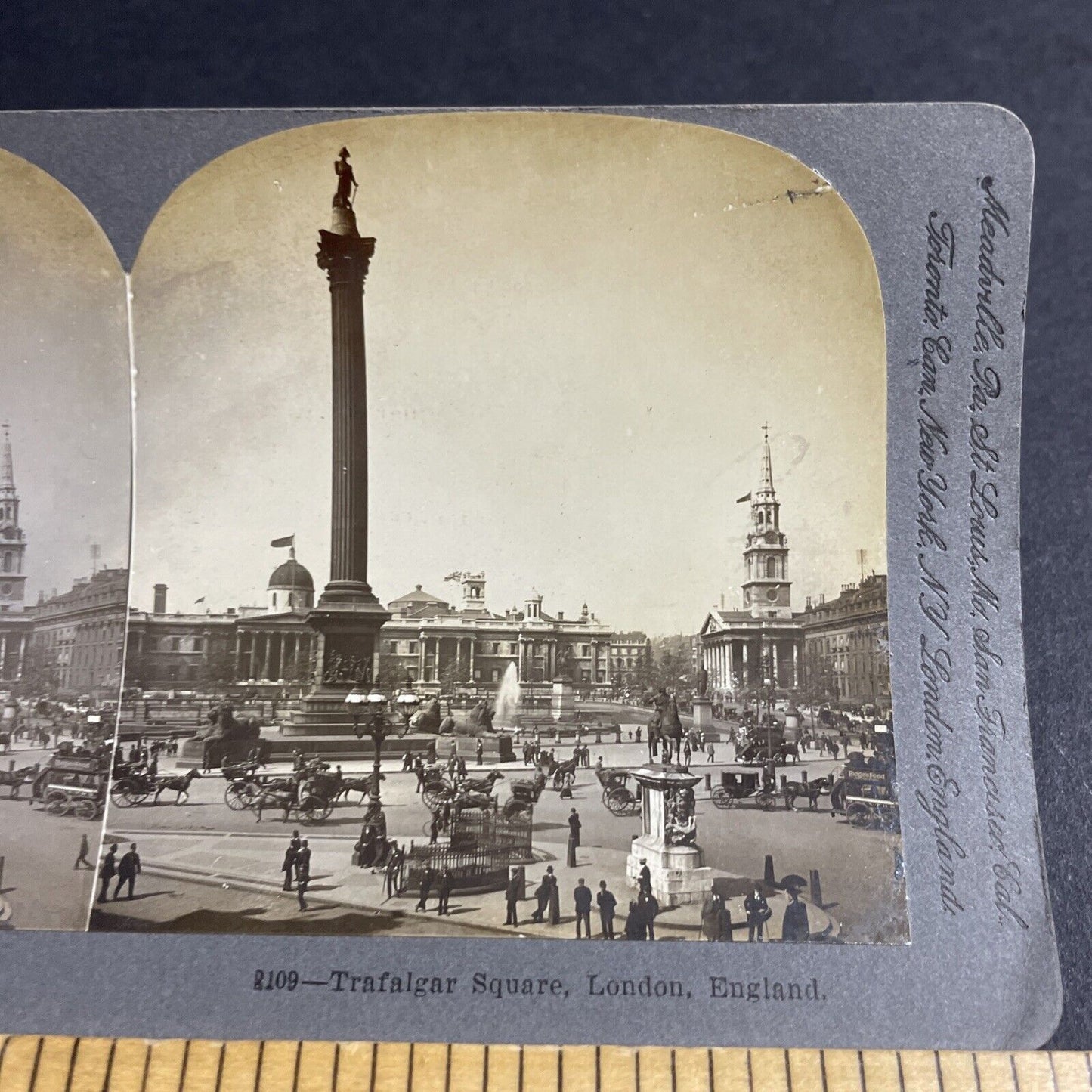 Antique 1901 Trafalgar Square London England Stereoview Photo Card P4586