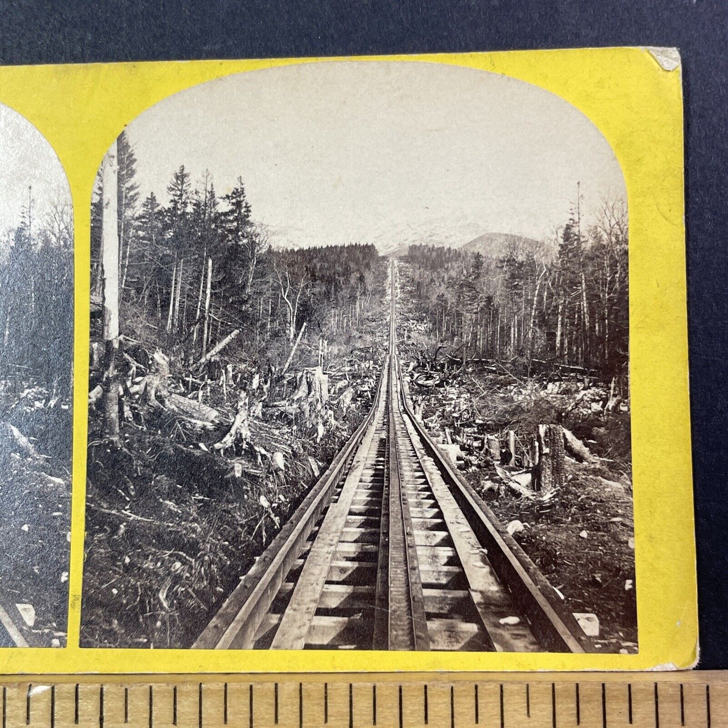 Mount Washington Railroad Construction Stereoview Photo Card Antique c1868 X913