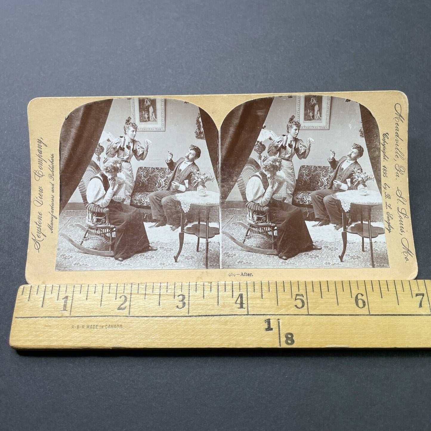 Antique 1895 Woman Attacks Man For Having A Mistress Stereoview Photo Card P2724