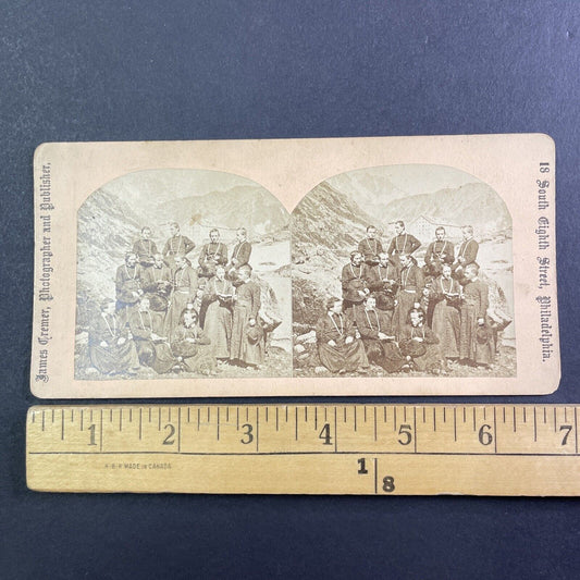 The Monks of Great St. Bernard Hospice Stereoview Switzerland Antique 1870s Y134