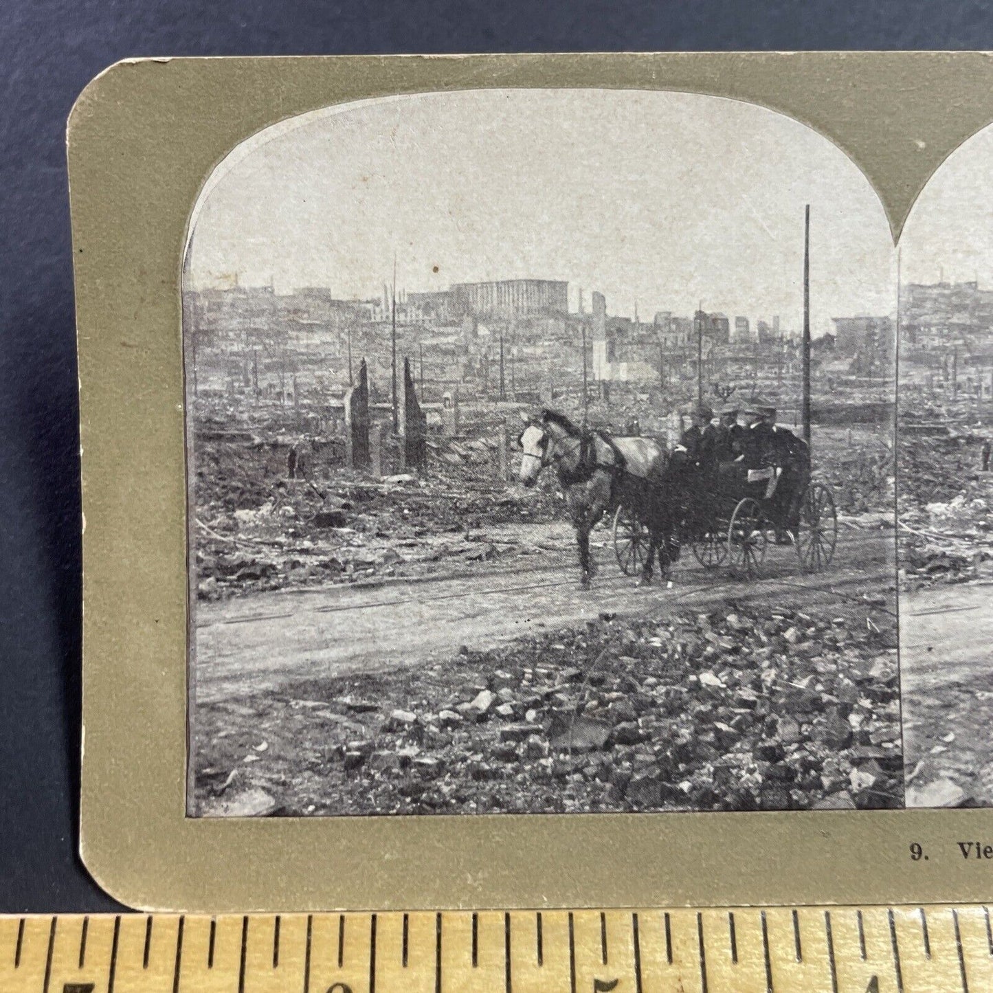 Antique 1906 Nob Hill San Francisco Great Fire Stereoview Photo Card Q2255 RARE