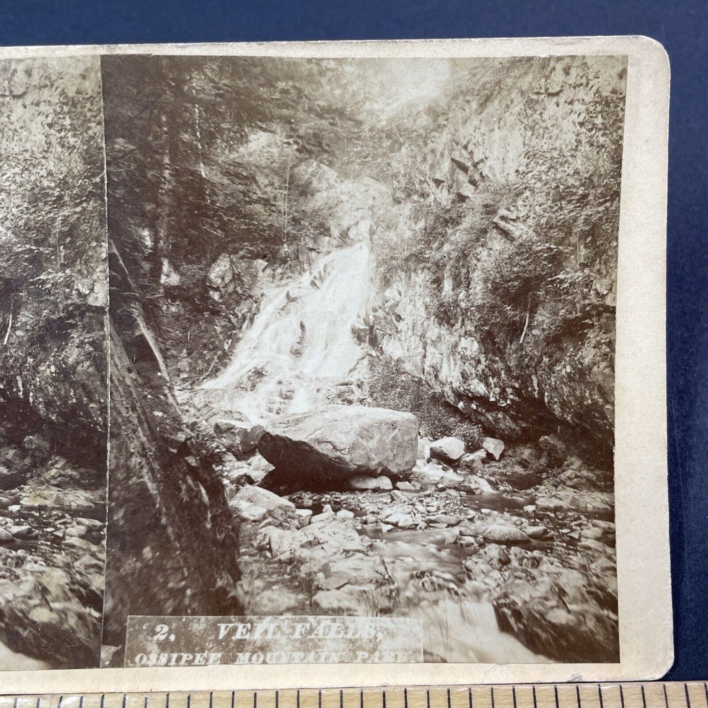 Antique 1870s Moultonborough Falls New Hampshire Stereoview Photo Card V1793