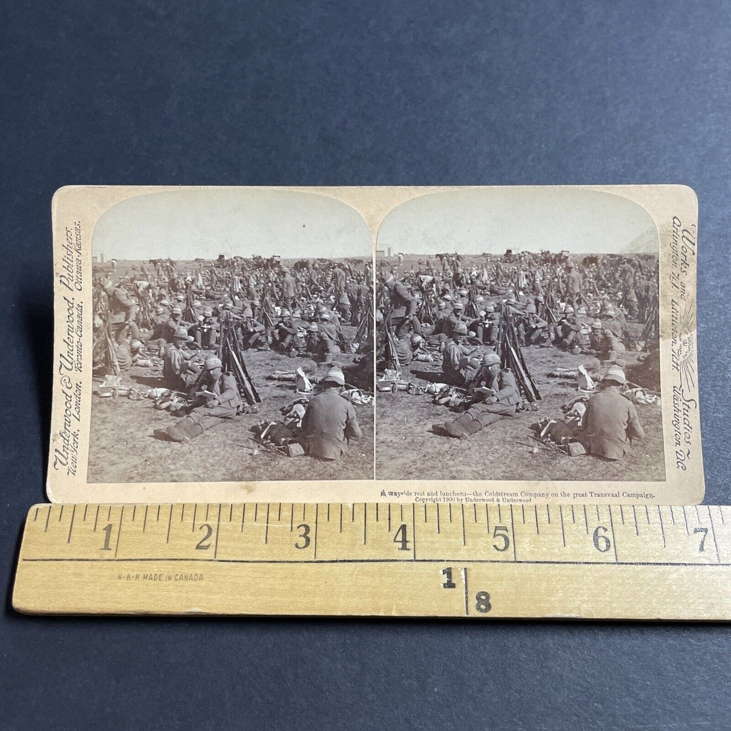 Antique 1900 Boer War Soldiers Exhausted In Sun Stereoview Photo Card P5538