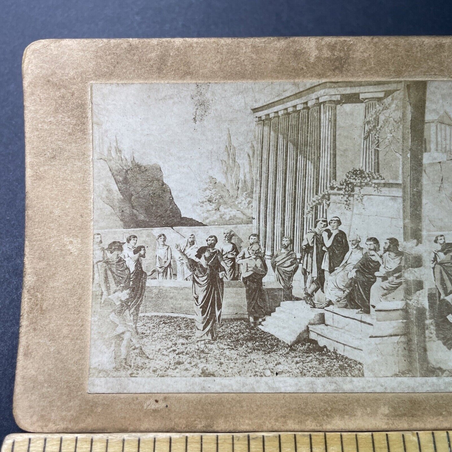 Antique 1860s St. Paul's Speech In Athens Greece Stereoview Photo Card P3412