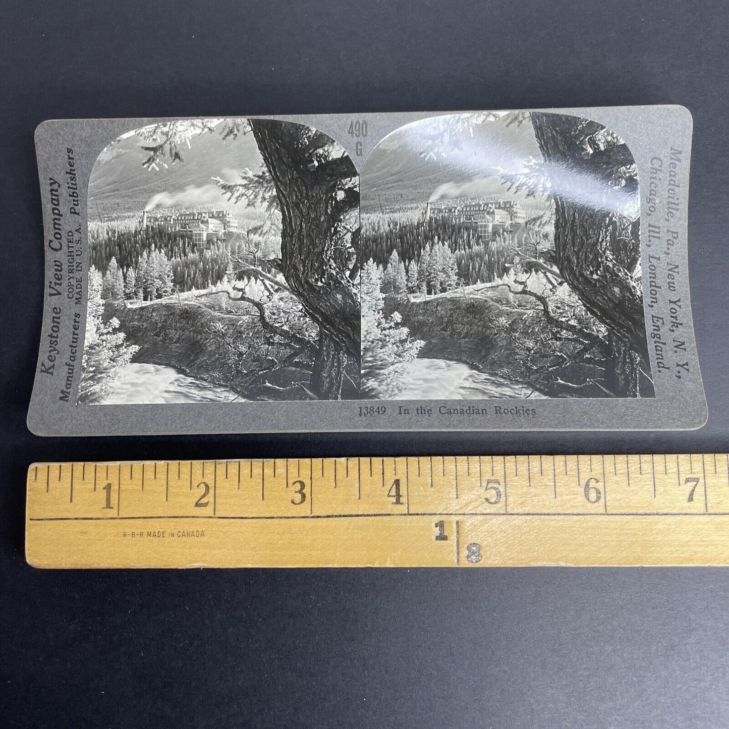 Antique 1905 Banff Springs Hotel Alberta Rockies Stereoview Photo Card PC863