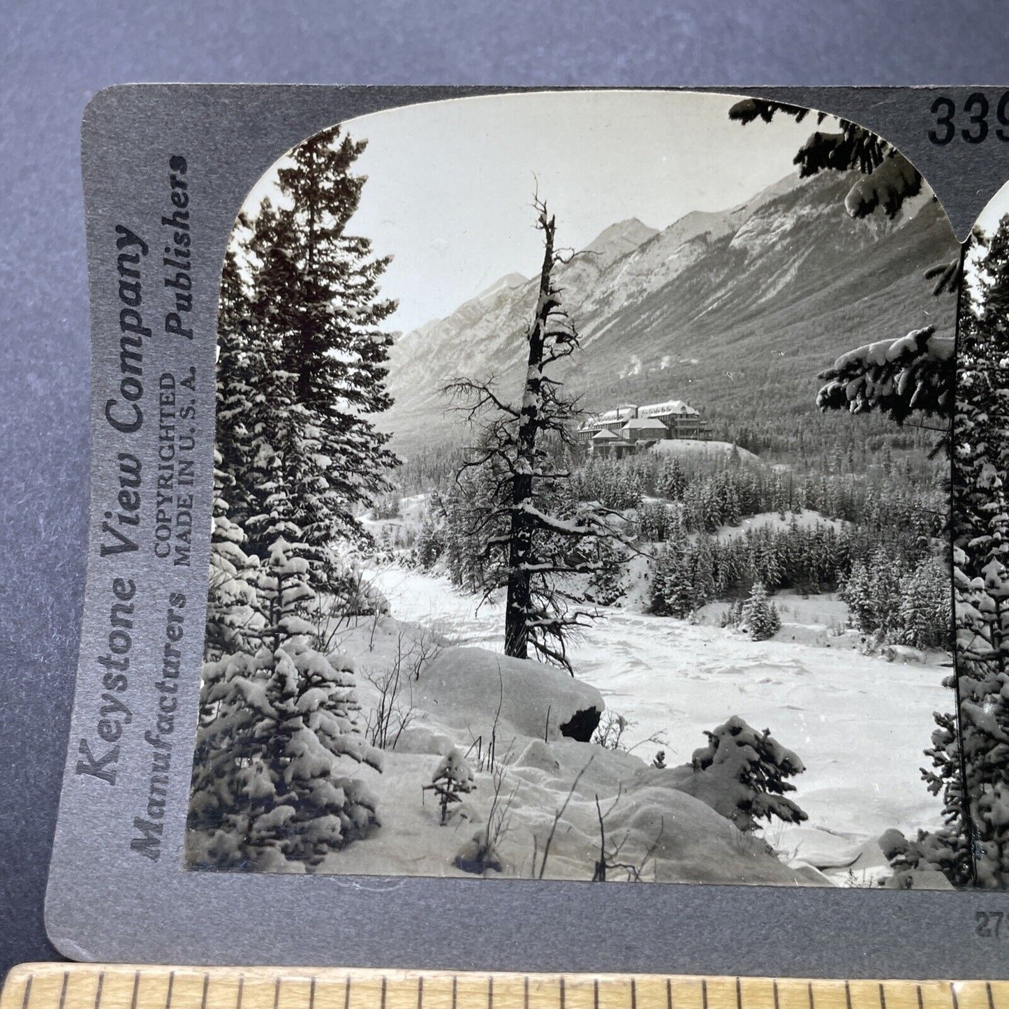 Antique 1920s Banff Springs Hotel Alberta Canada Stereoview Photo Card P3189