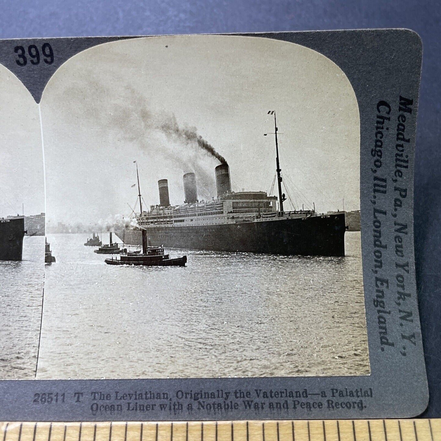 Antique 1920s SS Vaterland Leviathan Ship Vessel Stereoview Photo Card P3174