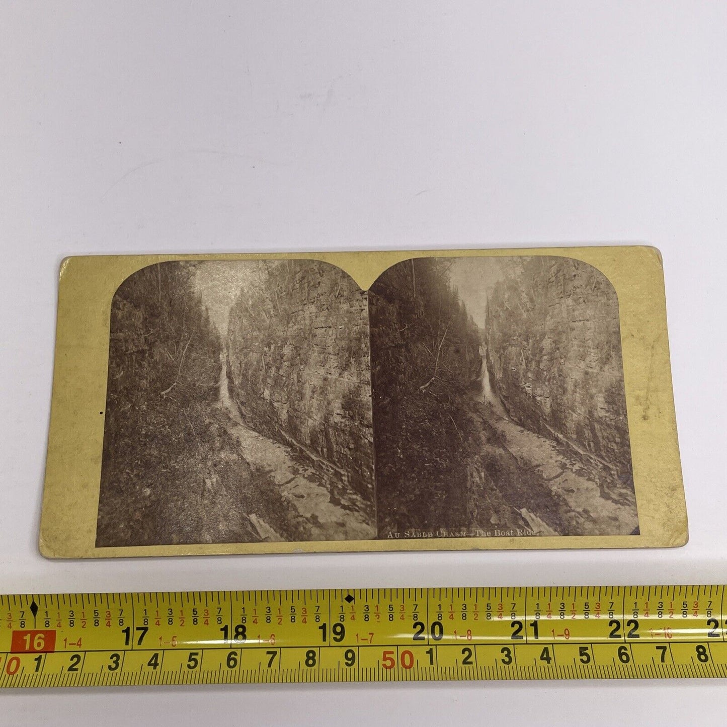 Antique 1870s Ausable Chasm New York First Known Photo Stereo View Card PC439