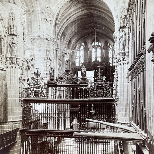 Antique 1902 The Cathedral Church In Burgos Spain Stereoview Photo Card P5191