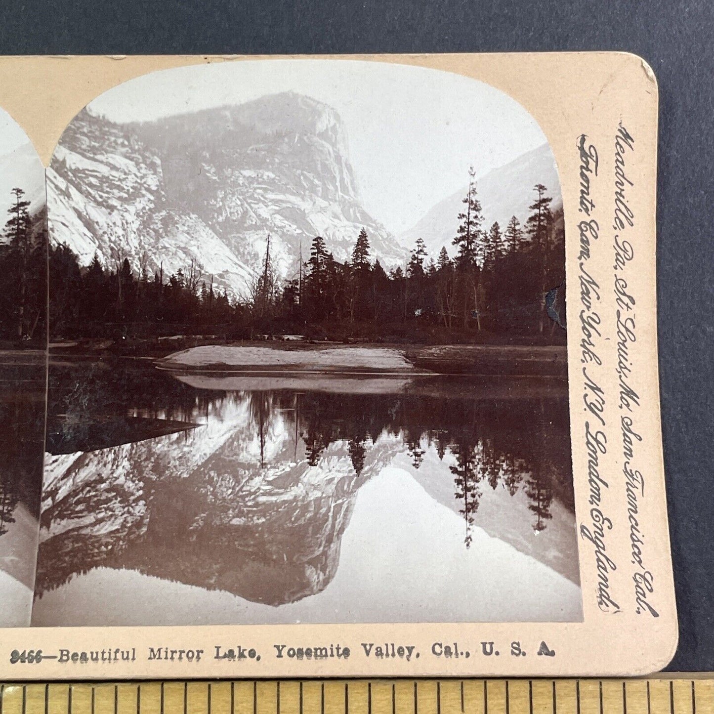 Mirror Lake Yosemite Yo-Semite California Stereoview Antique c1899 X1600