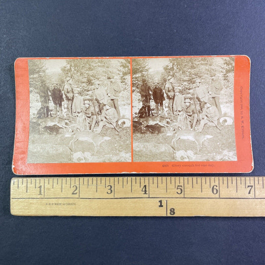 B.W. Kilburn Self-Portrait (with Pipe) Stereoview Deer Hunt Antique c1888 Y2278