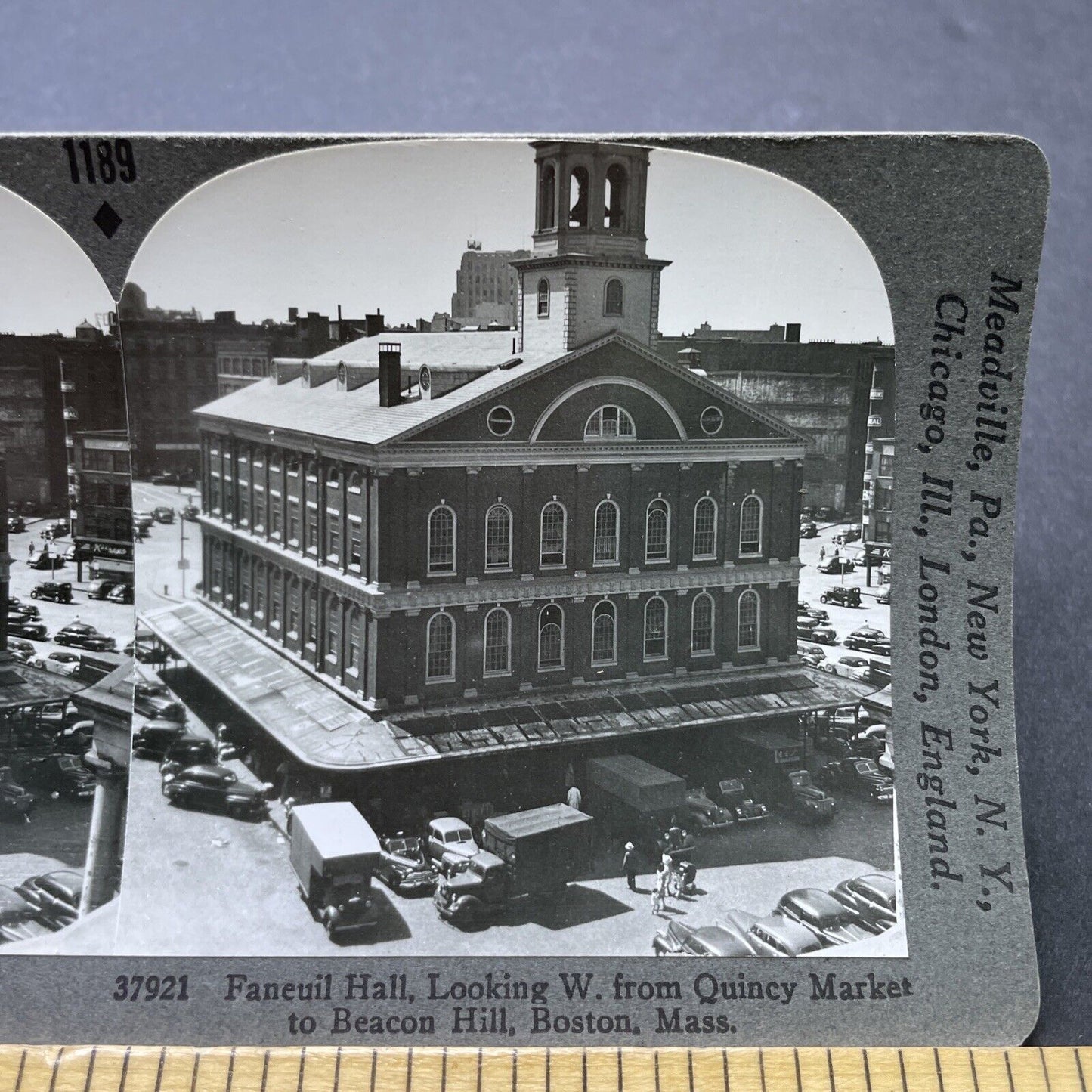 Antique 1920s Faneuil Hall Boston Massachusetts Stereoview Photo Card P2471