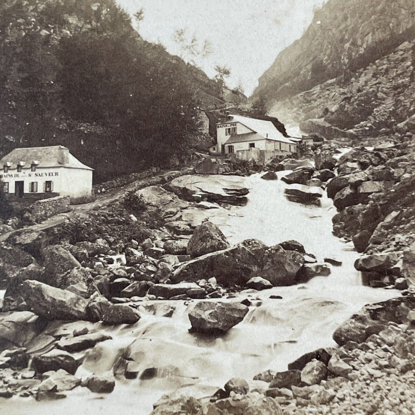 Thermal Springs In Cauterets France Stereoview Louis Rabaud Antique c1860 X3266