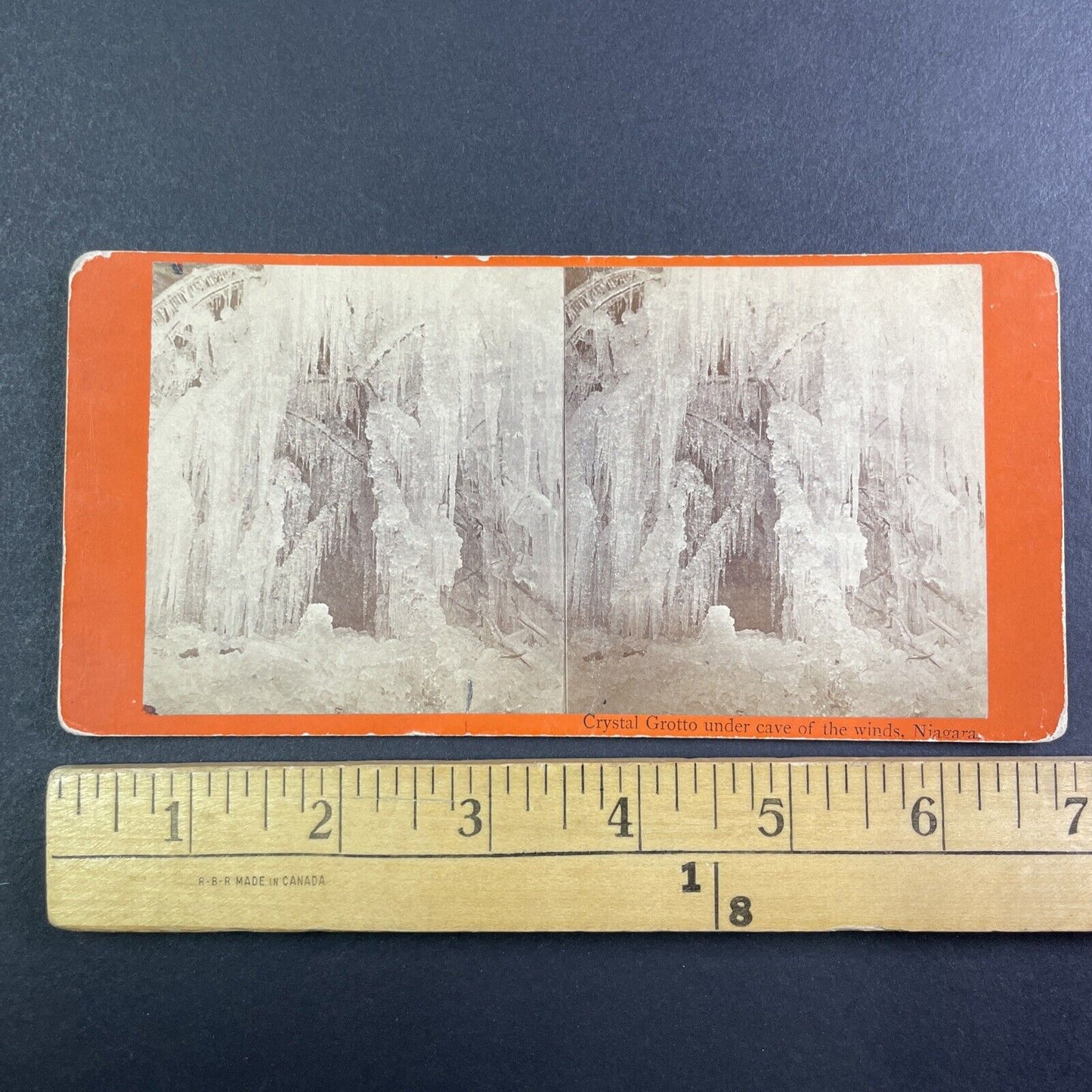 Ice Cave Niagara Falls New York Stereoview J.G. Parks Antique c1870 Y1733
