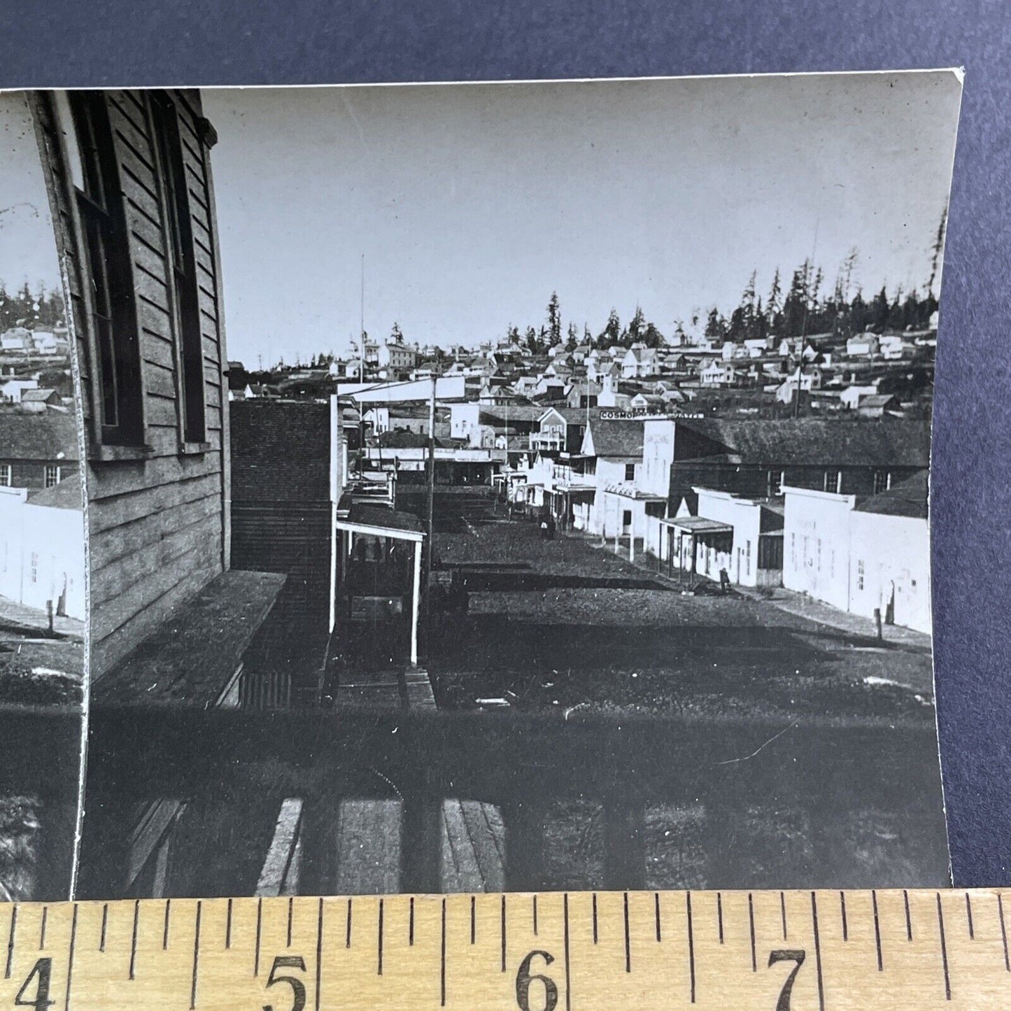 Seattle Washington Town Center Stereoview Original Celluloid Photo c1870s Y473