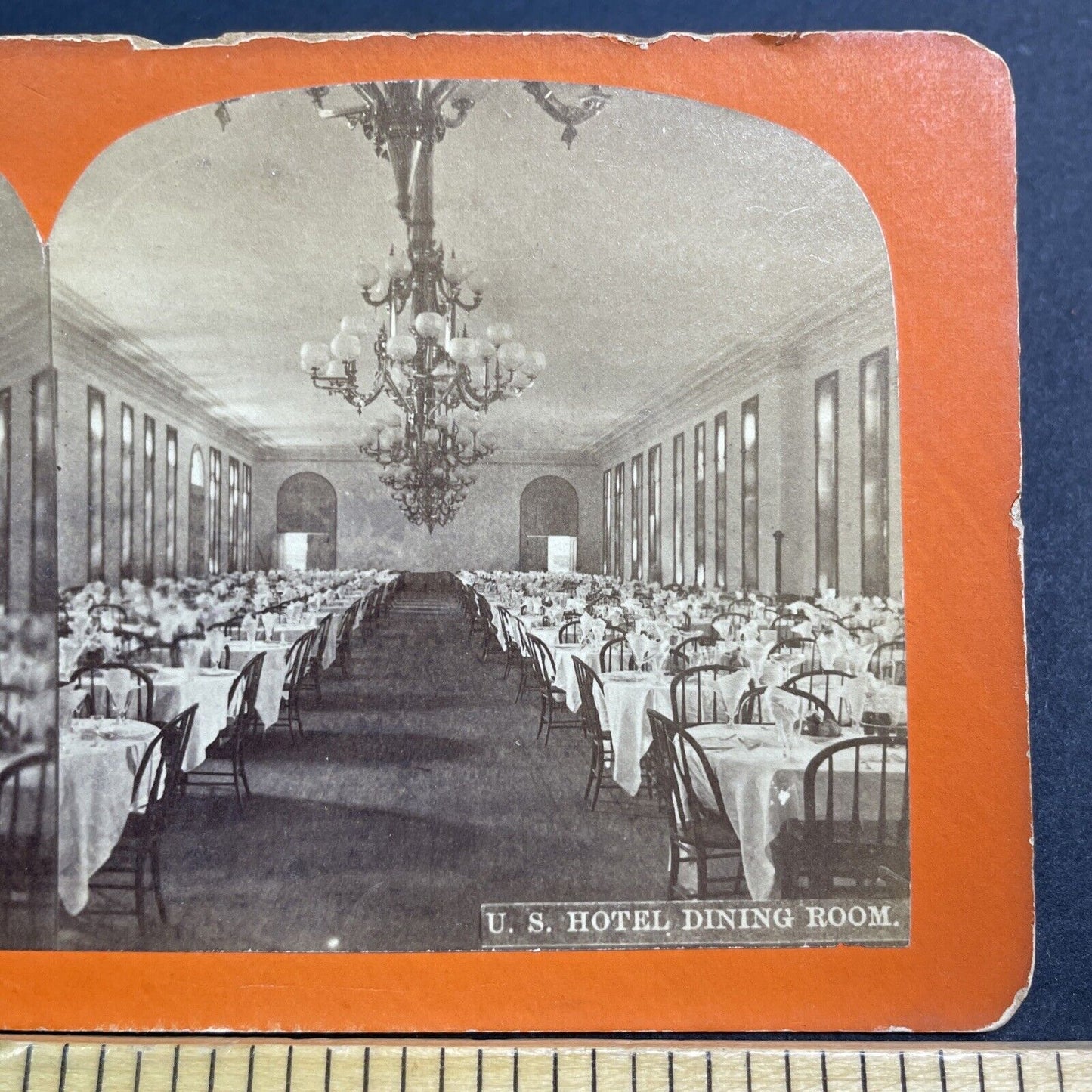Antique 1870s The US Hotel Saratoga Springs New York Stereoview Photo Card V496
