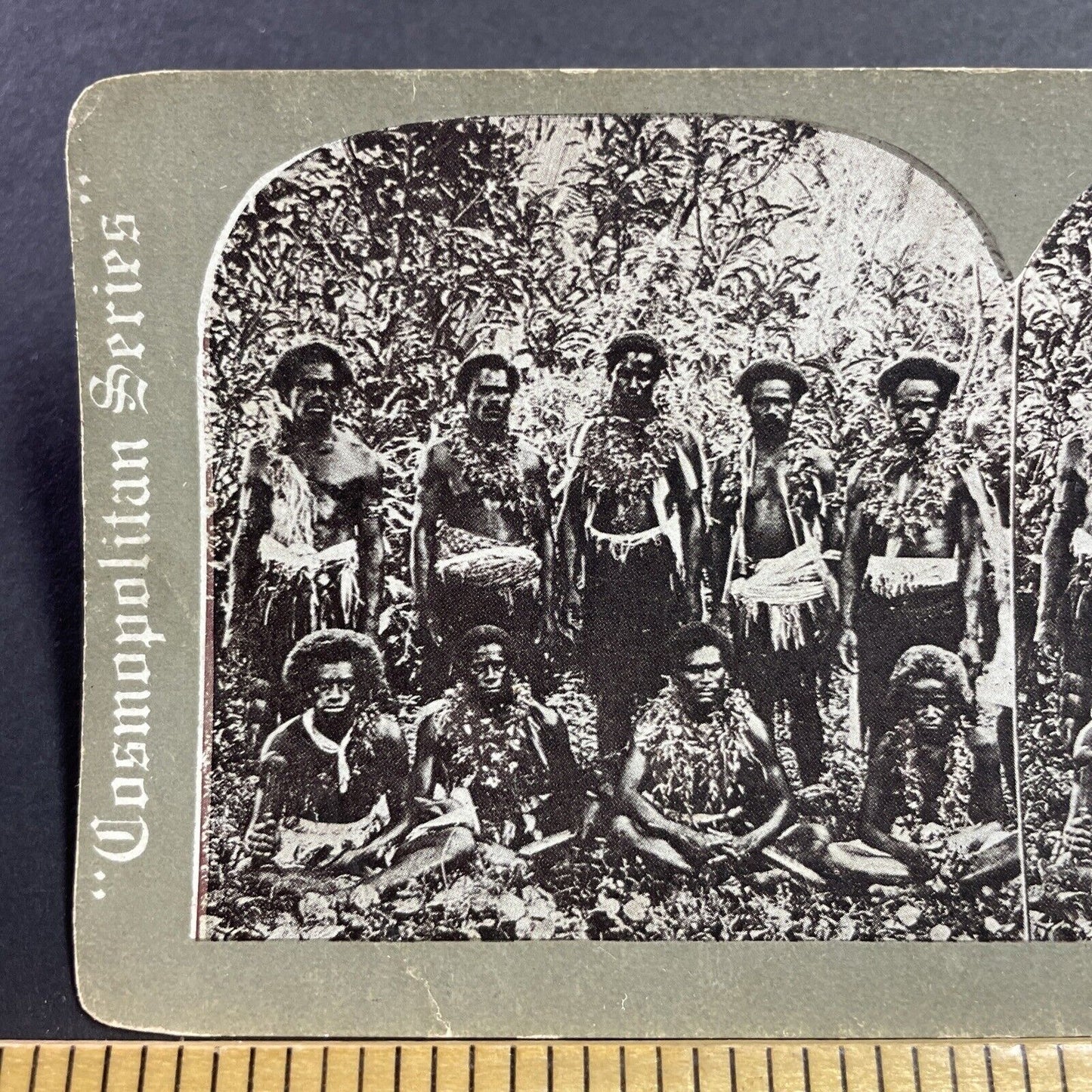 Antique 1905 Fiji Native Fire Walking Tribe Bequa Stereoview Photo Card Q2237