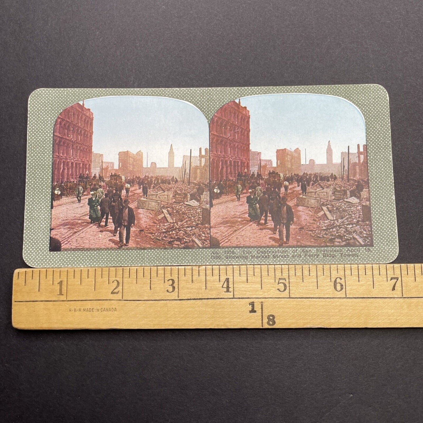 Antique 1910s San Francisco Earthquake Market St Stereoview Photo Card 2300-37