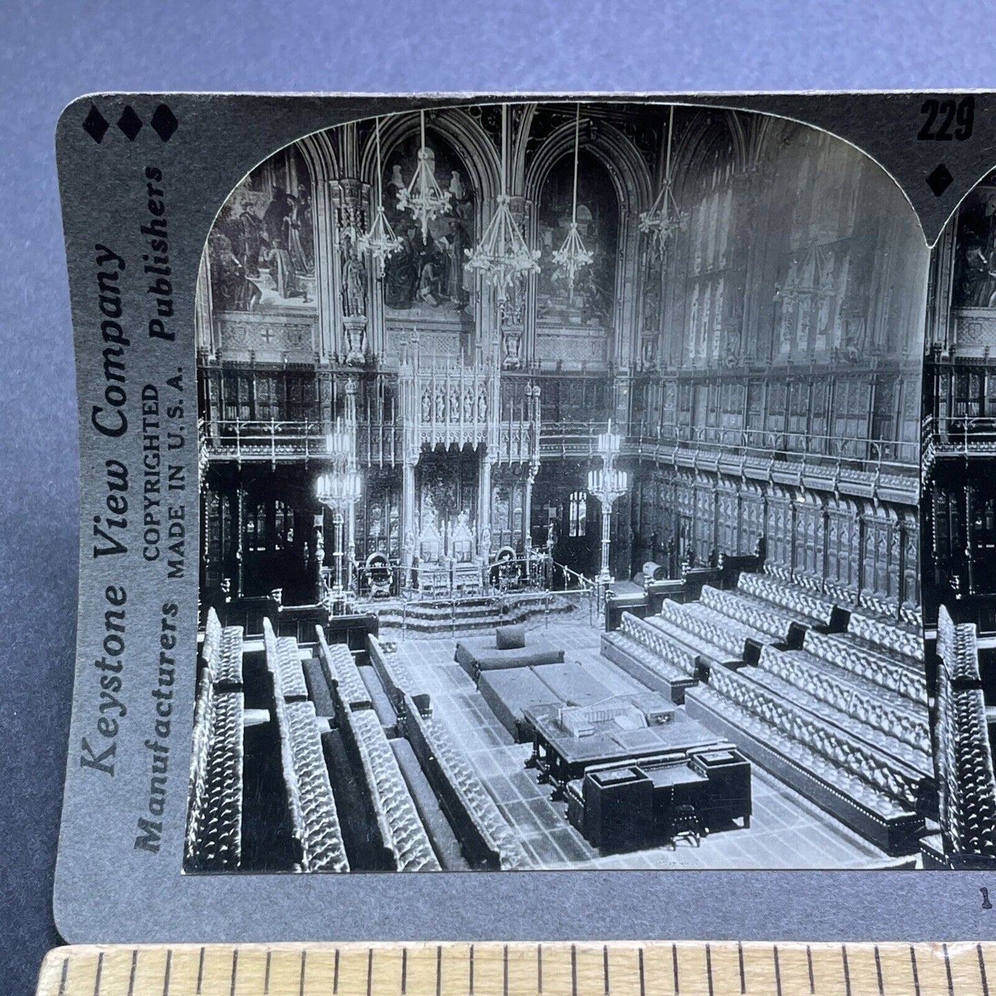 Antique 1920s The House Of Lords London England Stereoview Photo Card V2956