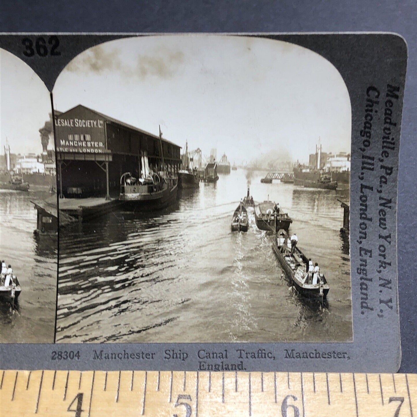 Antique 1920s Shipping Port In Manchester England UK Stereoview Photo Card P2016