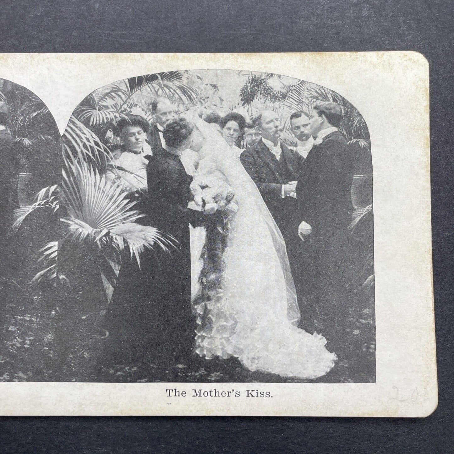 Antique 1905 Bride And Mother Kiss At Wedding Stereoview Photo Card P580-022