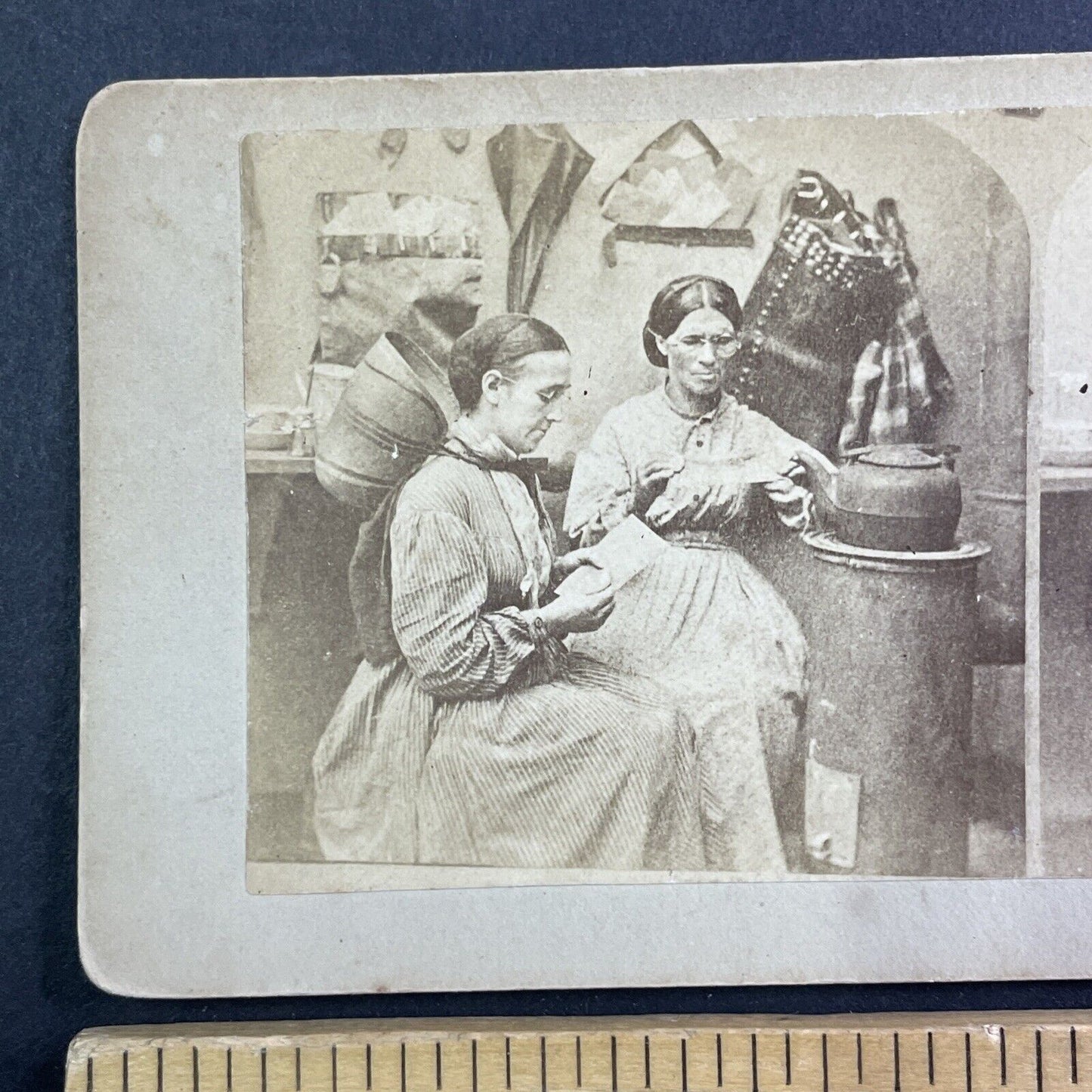 Very Early USPS Post Office Mailroom Stereoview Salt Print Antique c1860s Y460