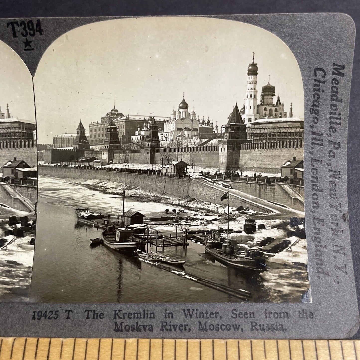 Antique 1920s The Kremlin In Winter Moscow Russia Stereoview Photo Card P4248