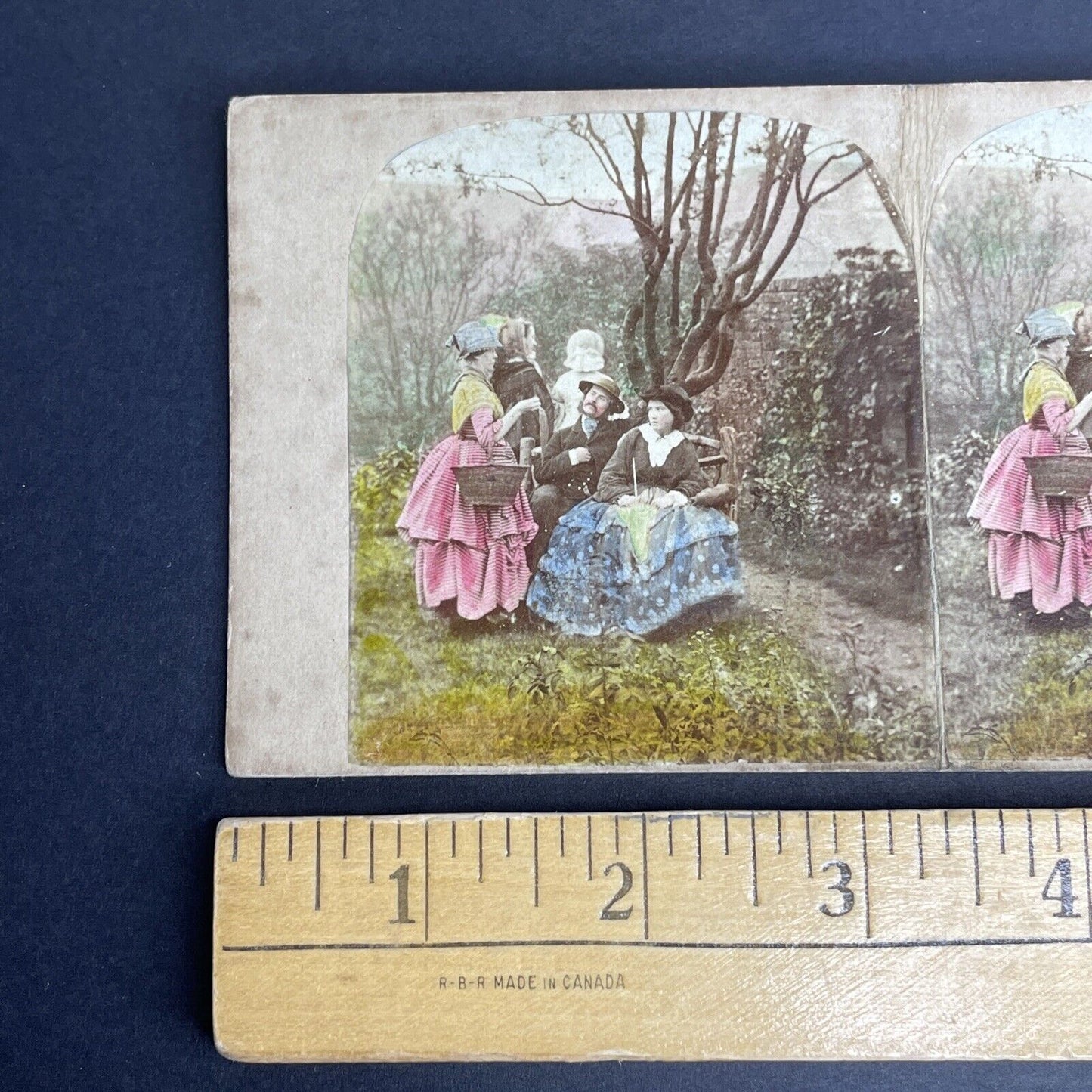 Antique c1840s Jealous Woman In A French Garden Stereoview Photo Card PC828