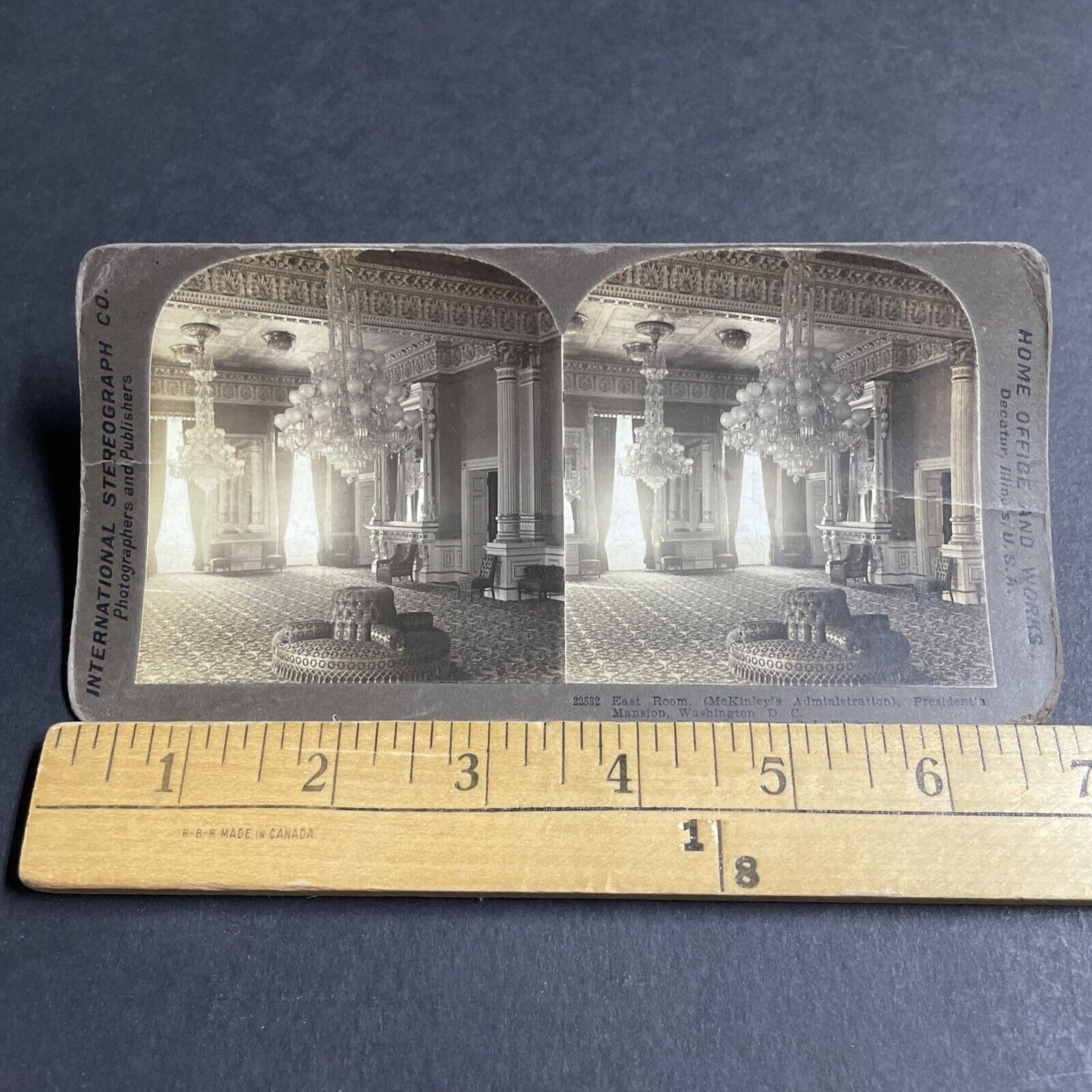 Antique 1900 East Room The White House Washington DC Stereoview Photo Card P4367