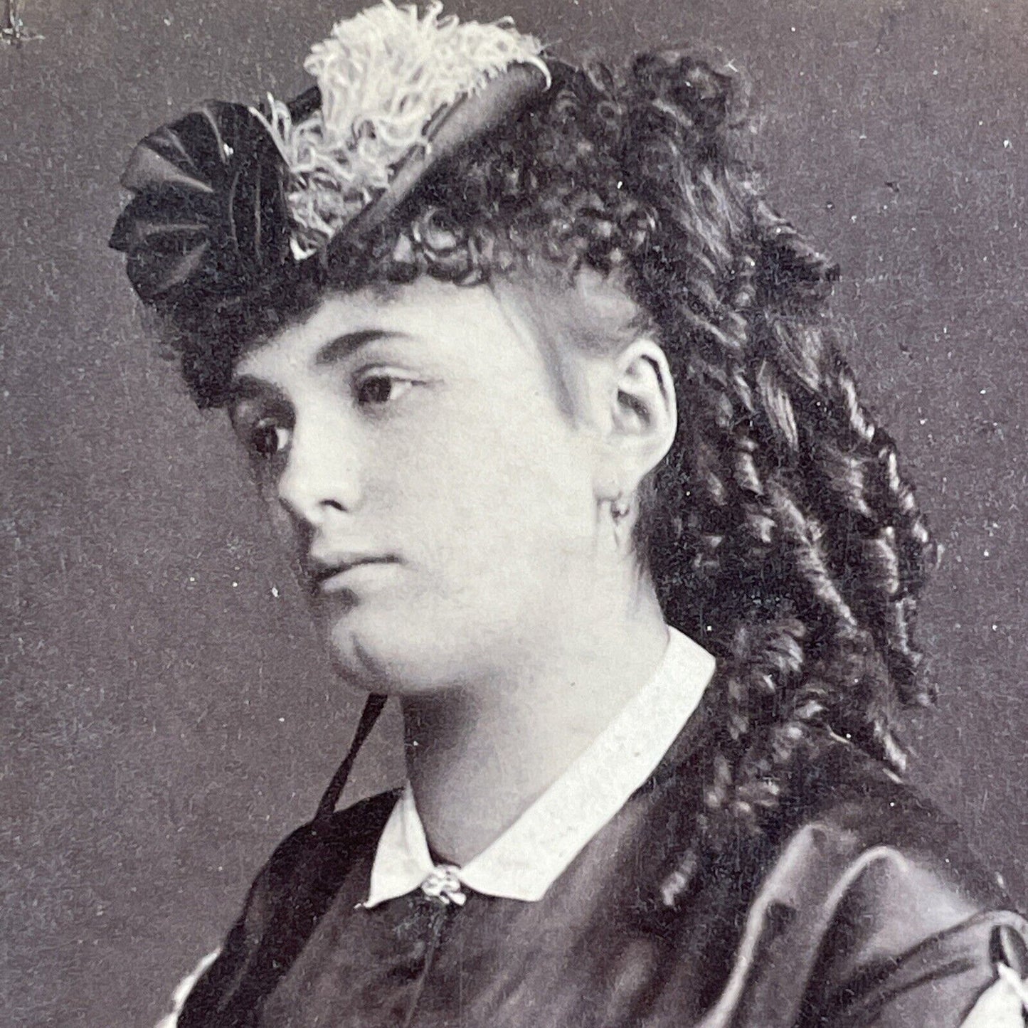 Beautiful French Woman Traditional Clothing Stereoview Antique c1870 X3214