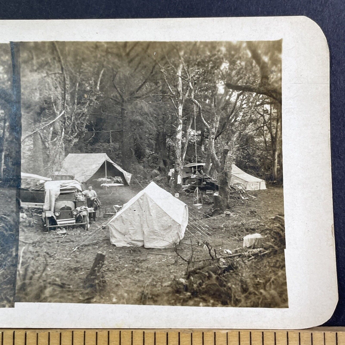 The Great Depression Stereoview Living In Tents & Cars Antique c1930s X3258