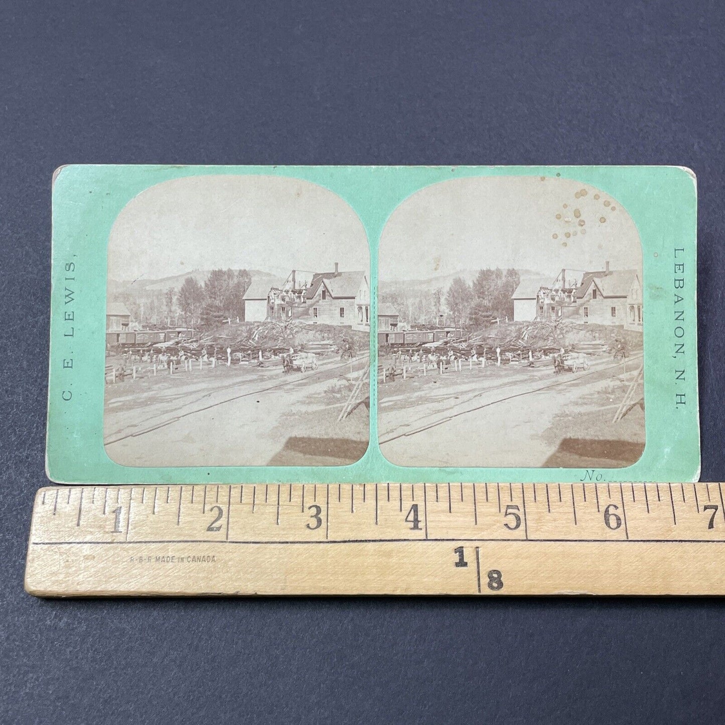 Antique 1887 Lebanon NH Great Fire Seymour Whipple's House Stereoview Card V2139