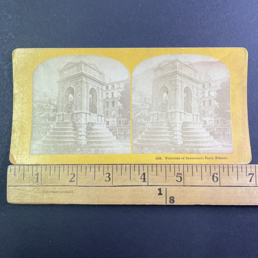 Fountain Of Innocence Paris France Stereoview BW Kilburn Antique c1873 X1569